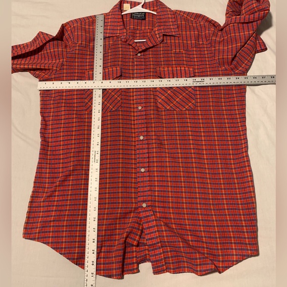 DeeCee Rangers XL Western Shirt Pearl Snaps Red 17 17 1/2 Long Sleeve USA - Picture 7 of 8